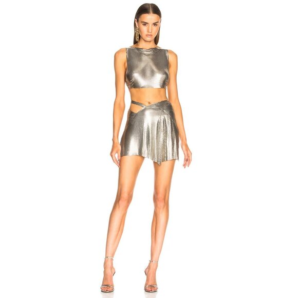FANNIE SCHIAVONI Iza Skirt Silver Metal Mini - Picture 5 of 5